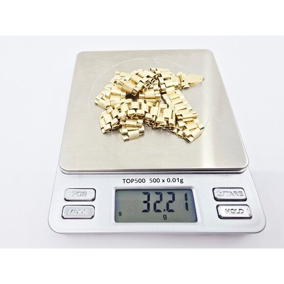 Fancy 10K Karat Solid Yellow Gold Designer Rolex Link Chain Necklace - 26\